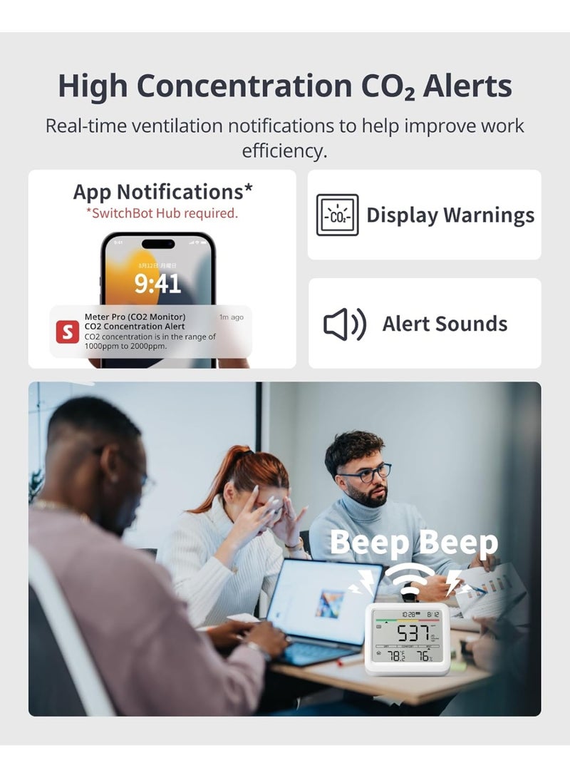سويتش بوت جهاز SwitchBot Meter Pro الذكي لمراقبة درجة الحرارة والرطوبة (متوافق مع Matter) - أبيض - Image 4